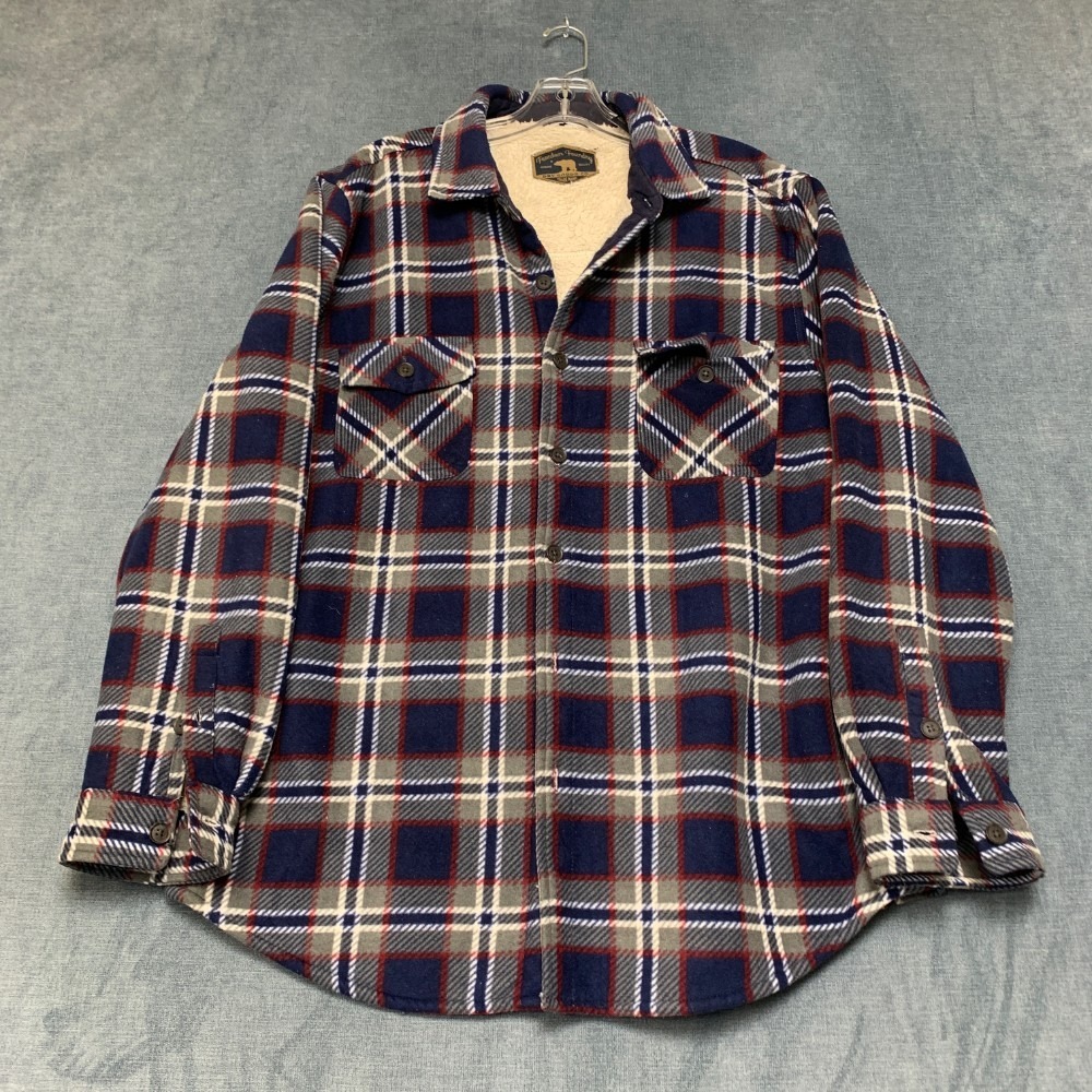Freedom Foundry Shacket Mens Large Blue Plaid Patch Pocket Button Front Outdoor